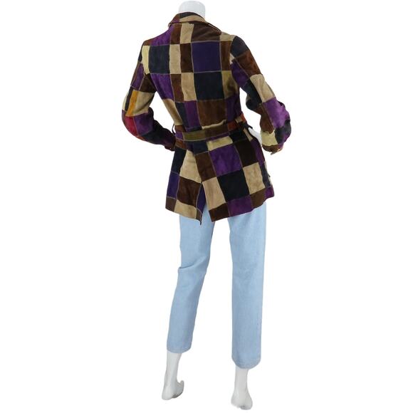 70s Vintage Latigo West Hippie Boho Festival Patch Work Leather Jacket Coat - Picture 2 of 12